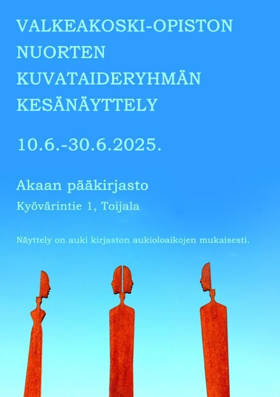 Valkeakoski-opiston nuorten kuvataideryhmän kesänäyttely 10.6. - 30.6.2025.