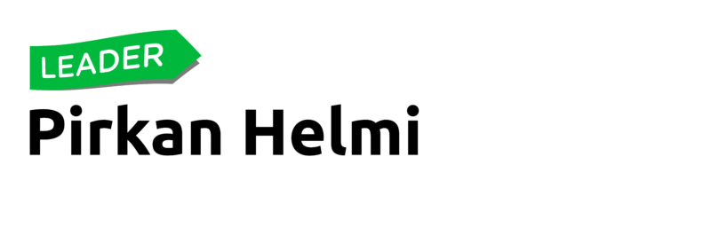 Leader logo ja Pirkan helmi teksti.